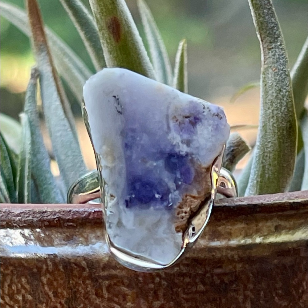 Natural Violet Flame Opal Sterling Silver Ring | sz 7.75